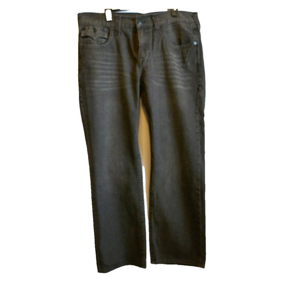 True Religion Mens Jeans 38 x 32 Gray Ricky World Tour Relaxed Fit Straight - Picture 2 of 16
